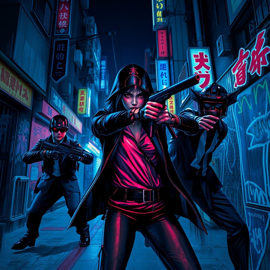 Female Assassin Fights Mobsters in Blue Noir Tokyo Streets