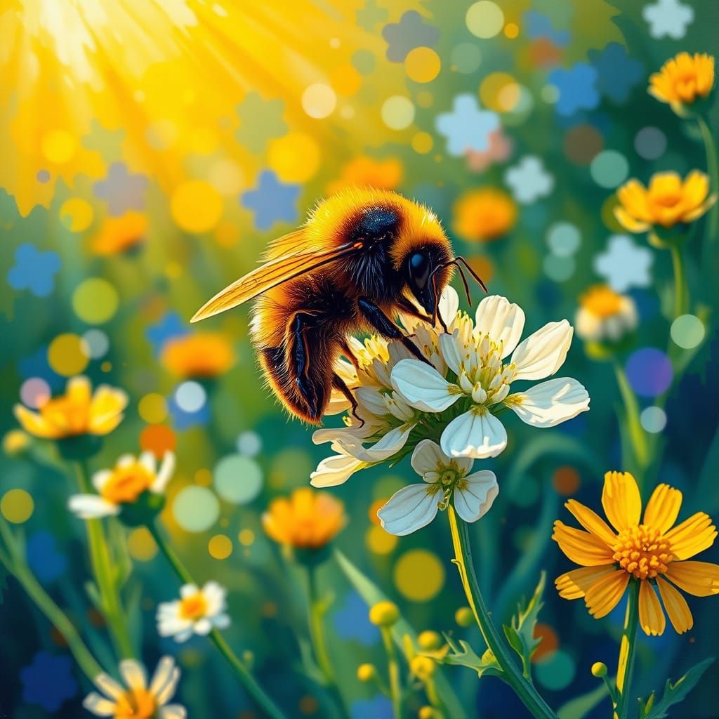 Vibrant Floral Scene in Impressionist Style