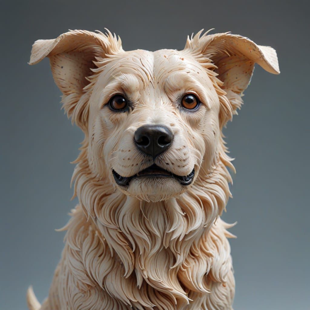 Friendly Dog in Intricately Detailed Resin Cast