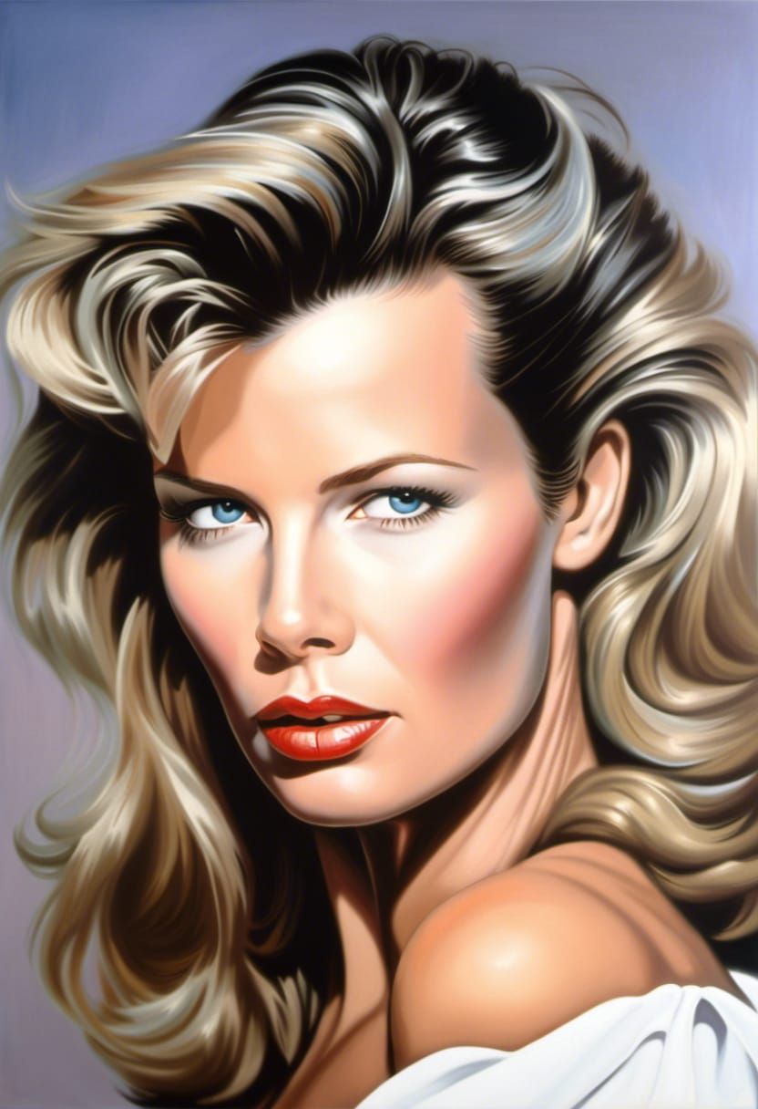 Kim Basinger: Photorealistic Oil Painting in Vintage Style