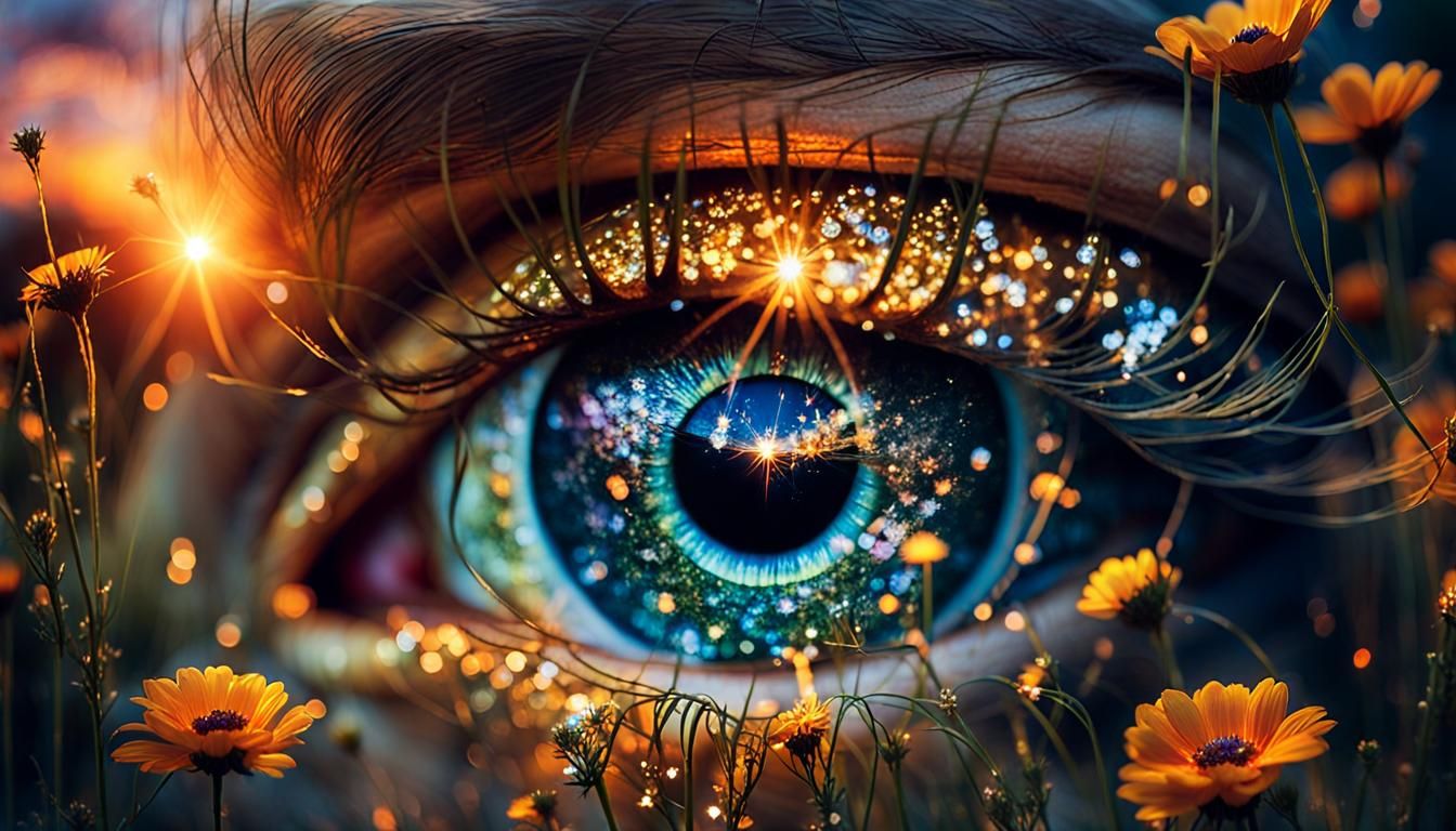 Sunset Eye: Hyperrealistic Photography in Magical Setting