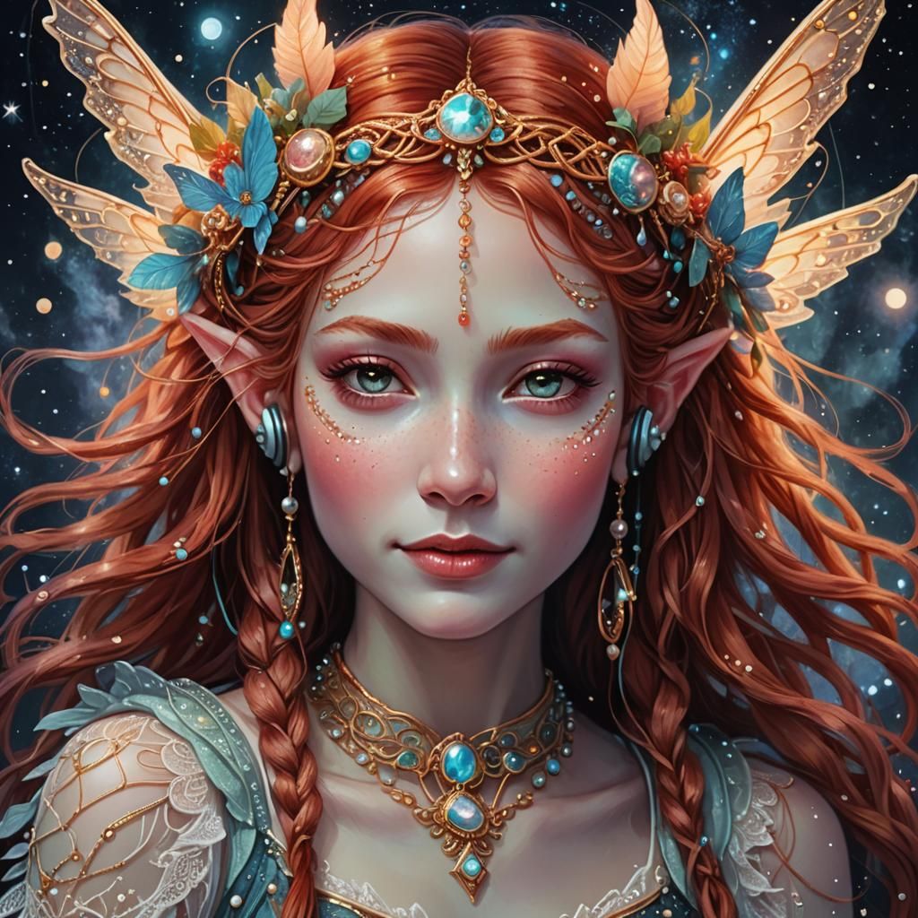 Fantasy Fairy Goddess in Cosmic Digital Art