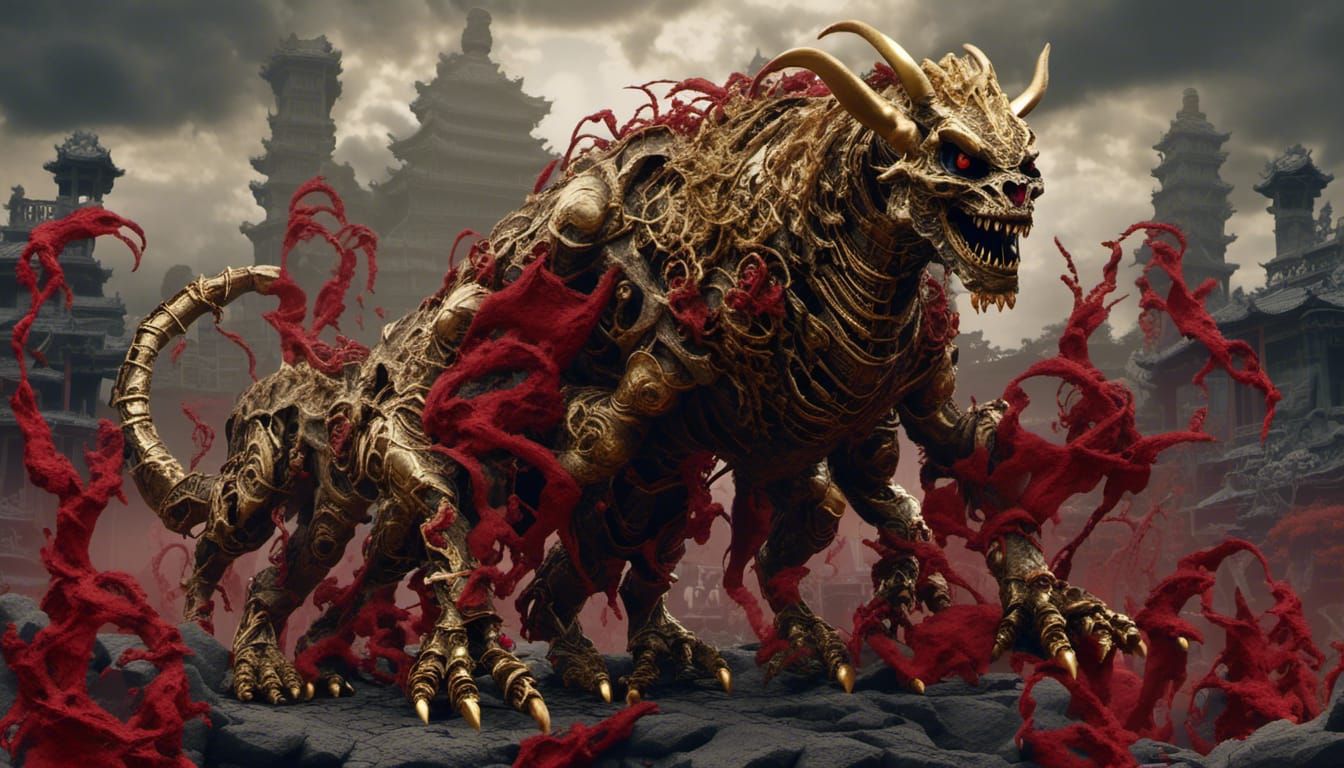Undead Chimera Kaiju with Chanting Figures