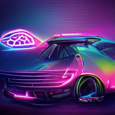 Neon Porsche 911 in Synthwave Style