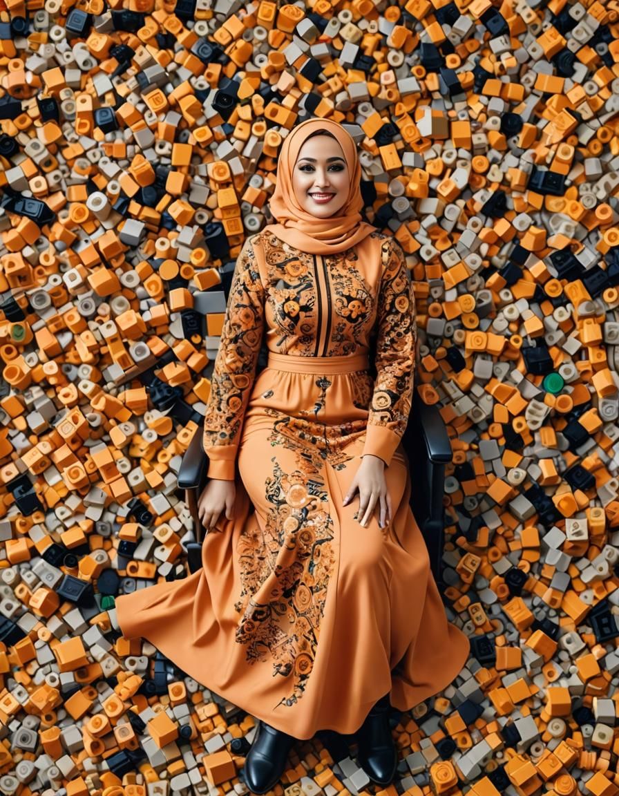 Middle Eastern Woman in Lego Dress Fashion Photo