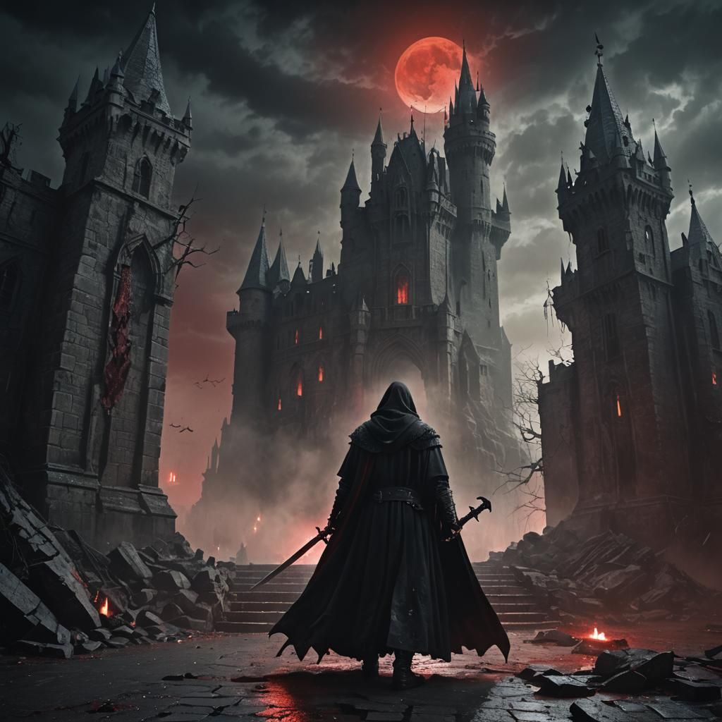 Ominous Castle Entrance in Dark Fantasy Digital Art