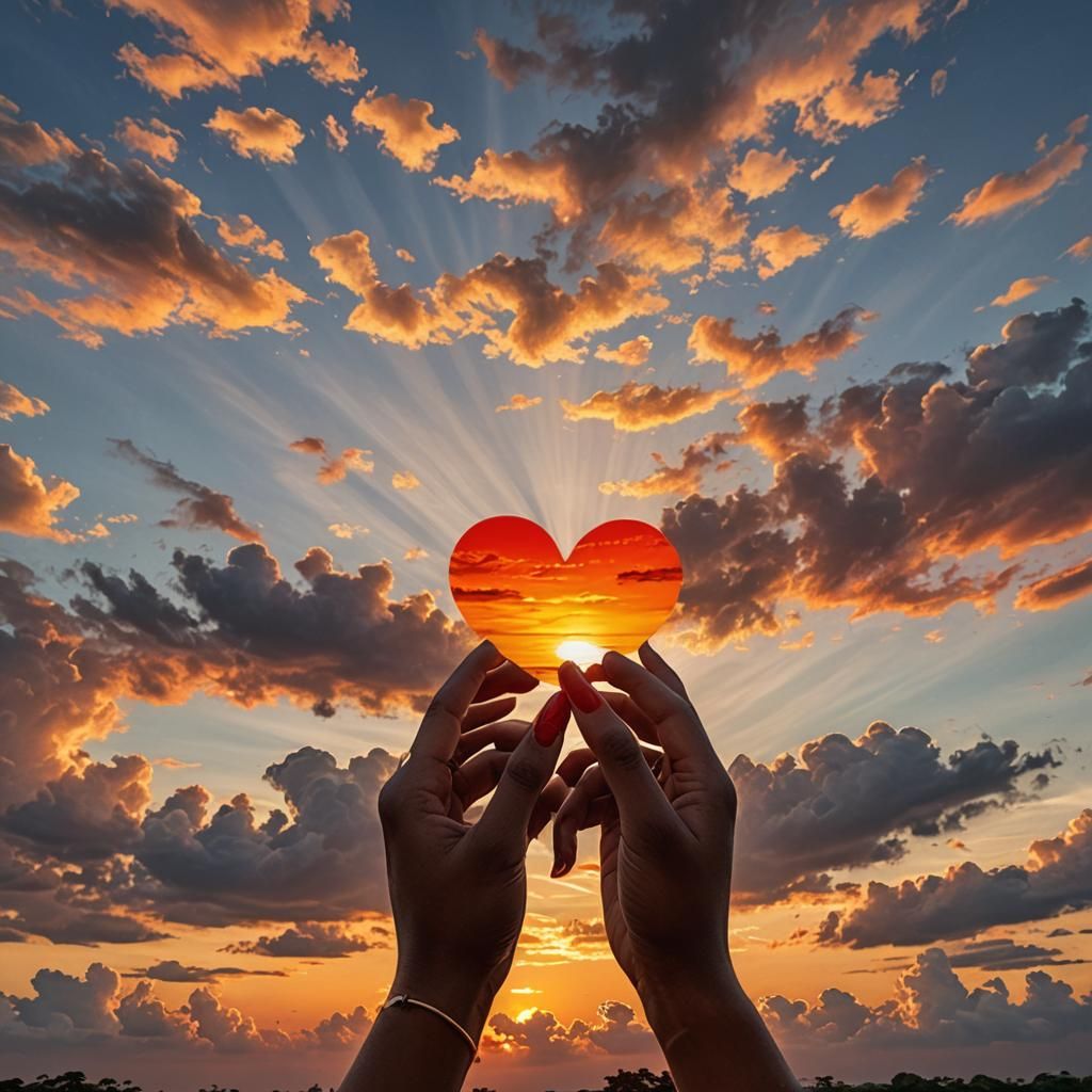 Romantic Sunset with Cloud Message in Fantasy Art