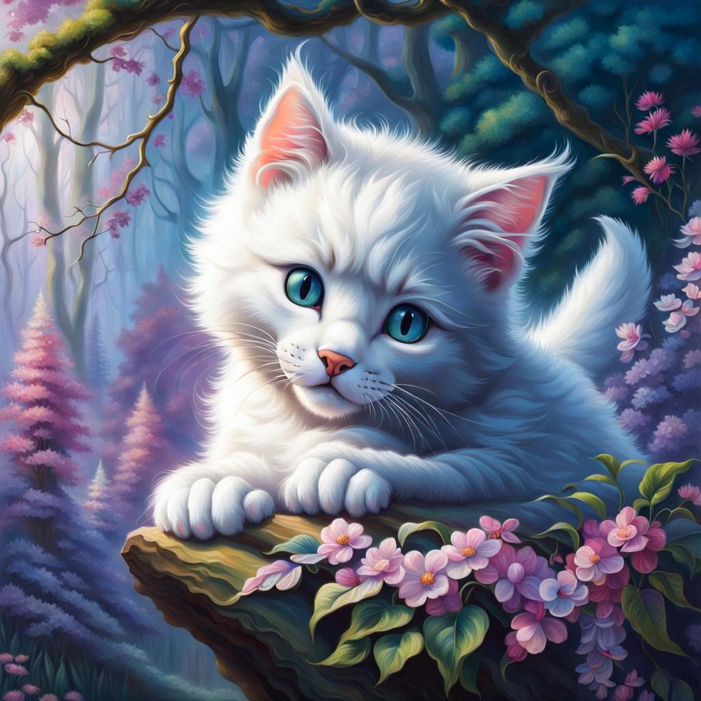 sweet white kitten,