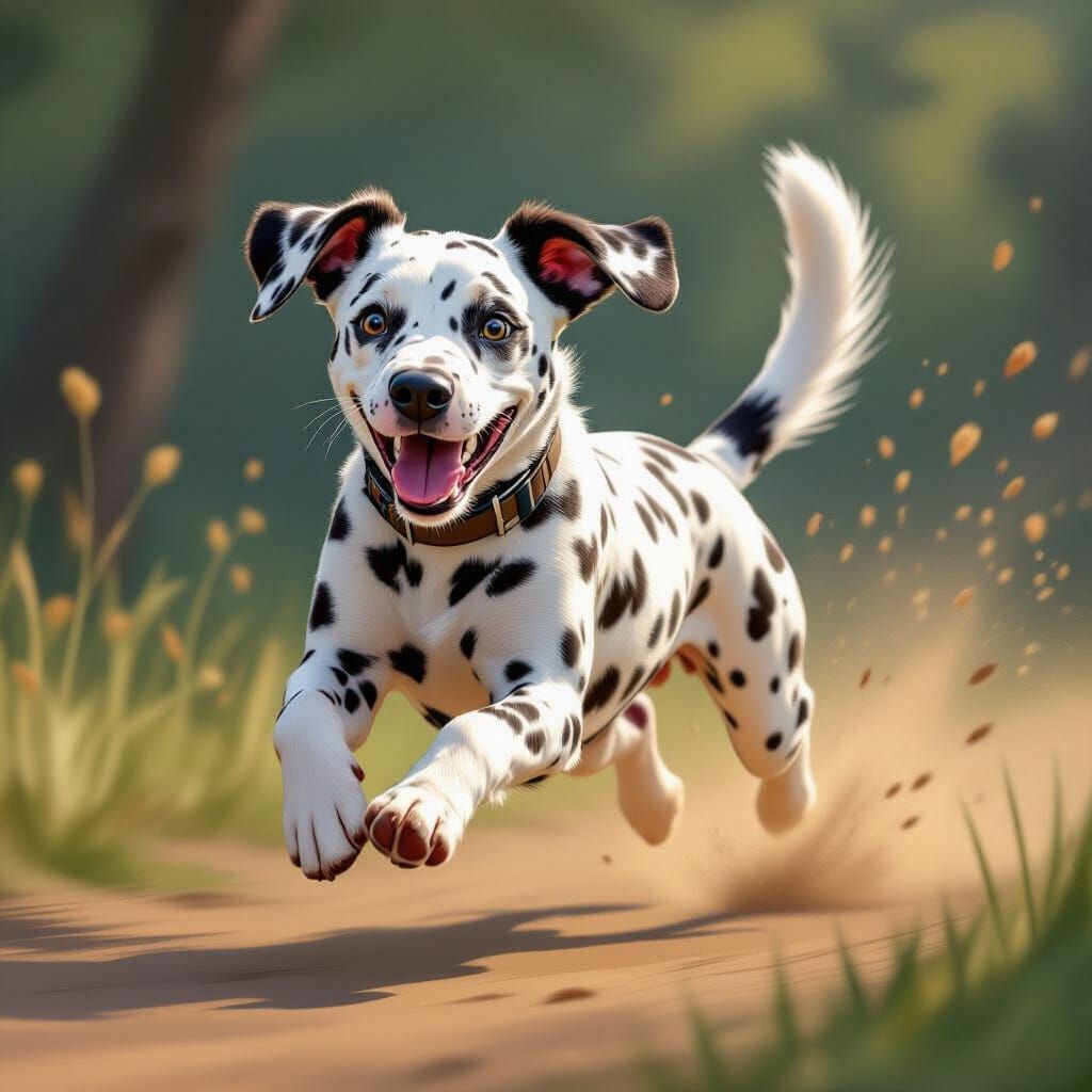 Dalmatian Chasing Tail in Motion Blur