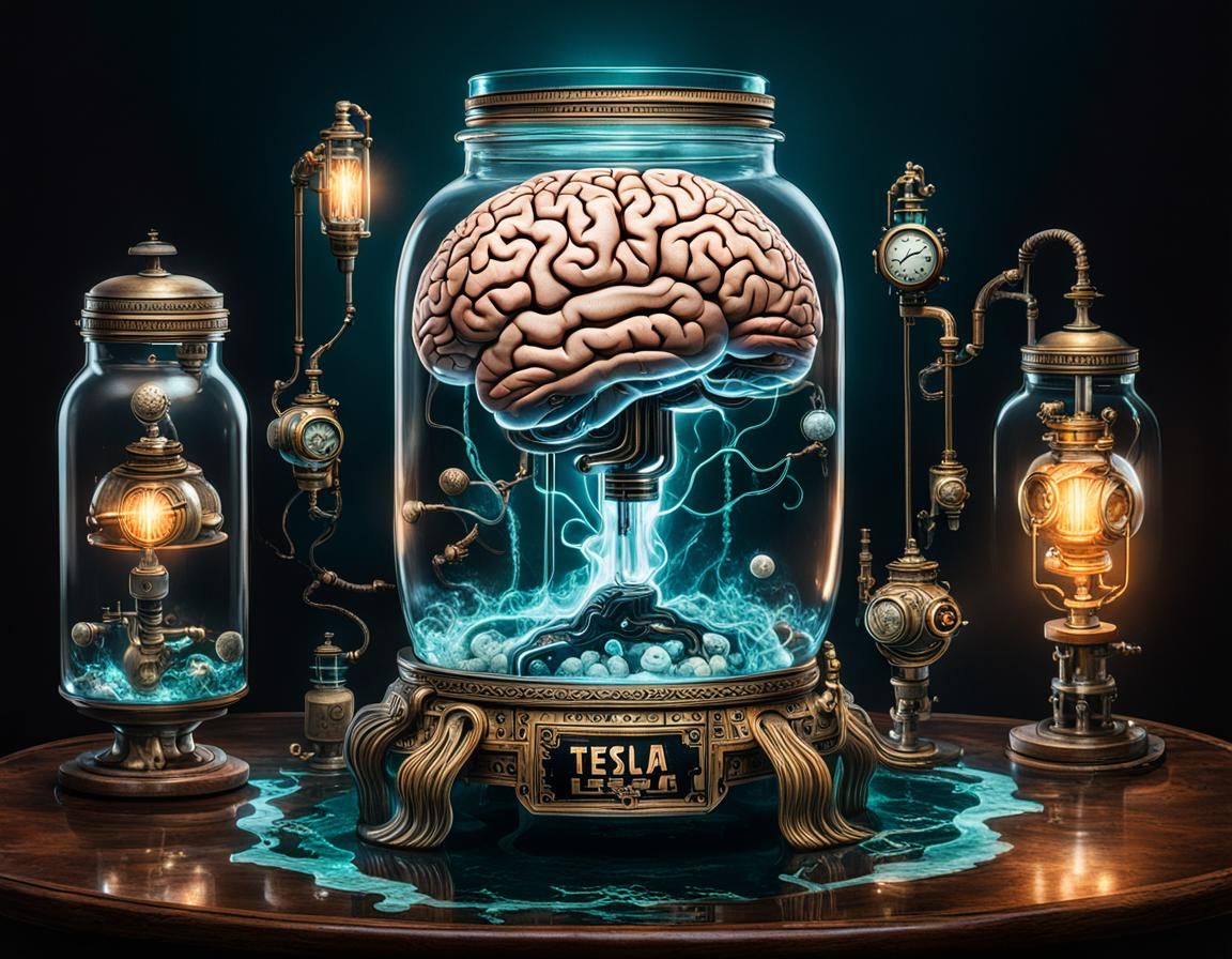 Steampunk Brain in a Jar: Art Deco Oddity