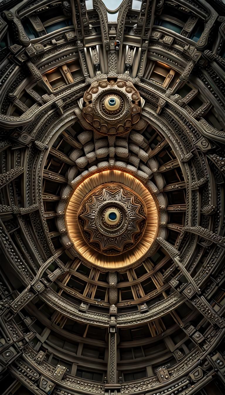 Surreal Dystopian Landscape in Giger Style