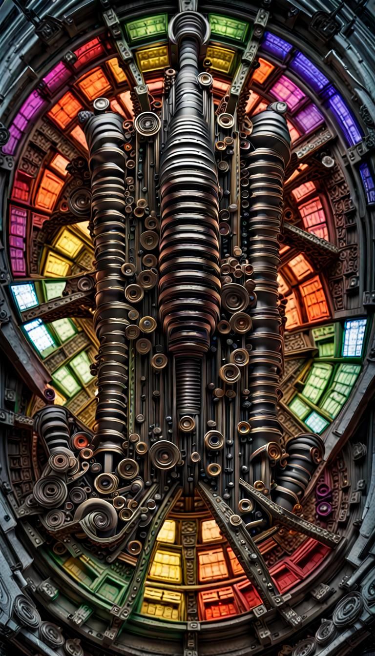 Dystopian Landscape in H.R. Giger Style with Neon Lighting