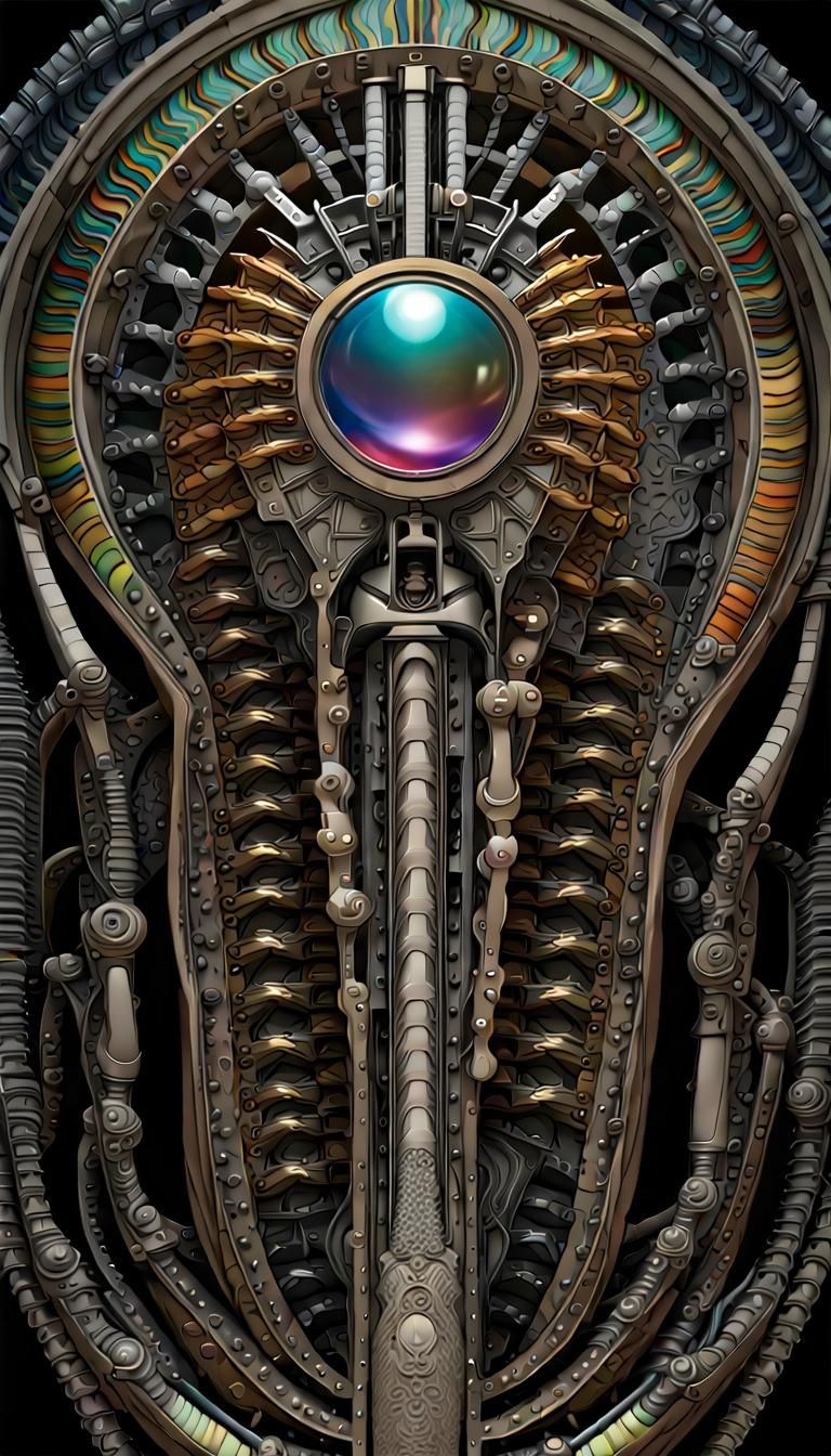 Surreal Sci-Fi Landscape in Giger and Burton Style