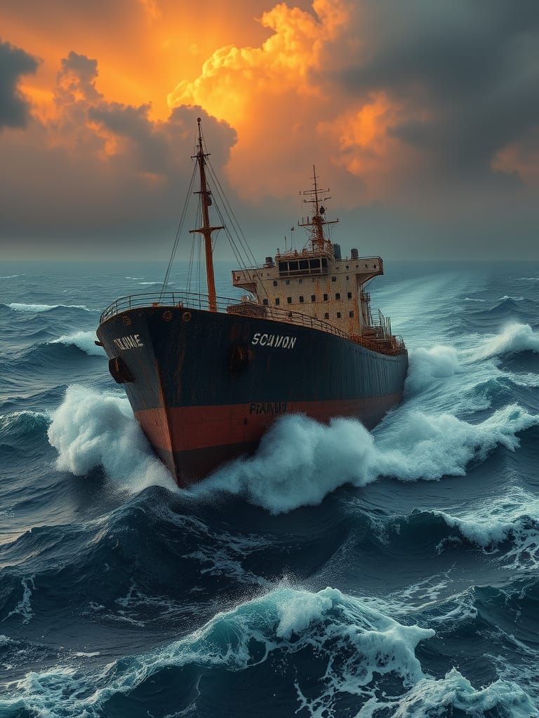 Weathered Oil Tanker Battles Turbulent Seas