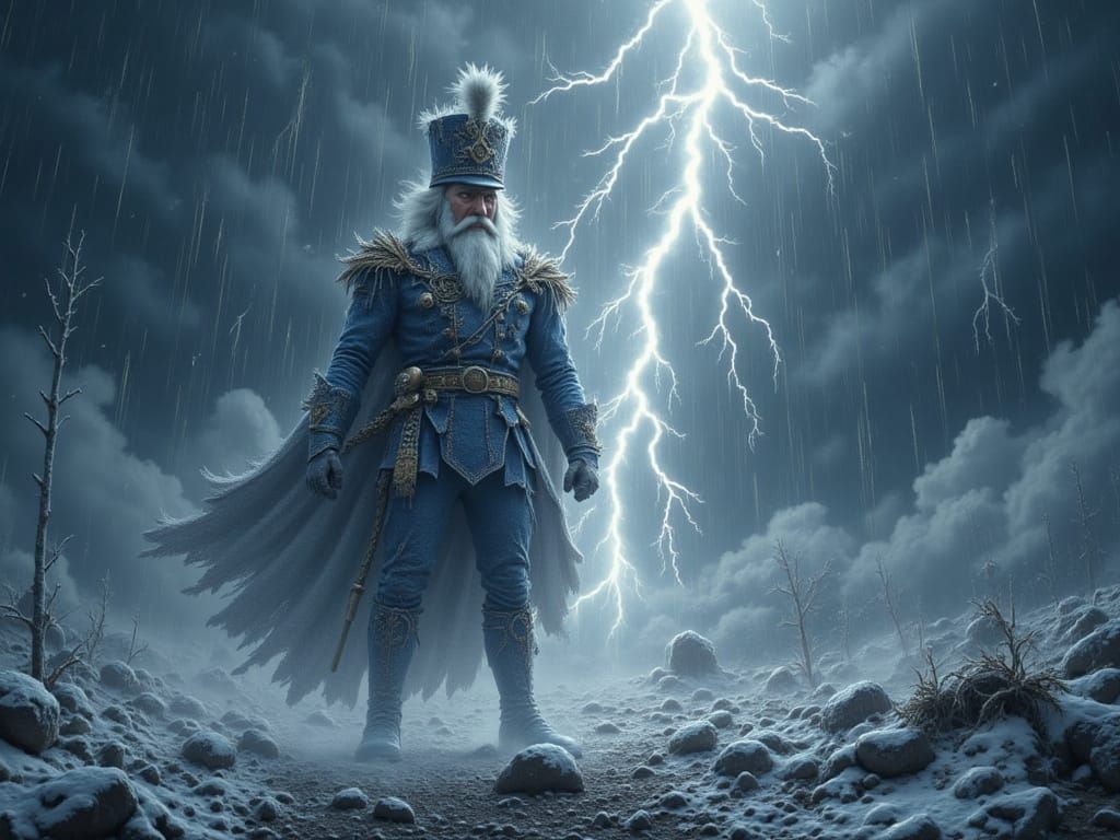 Nutcracker Soldier in Winter Storm