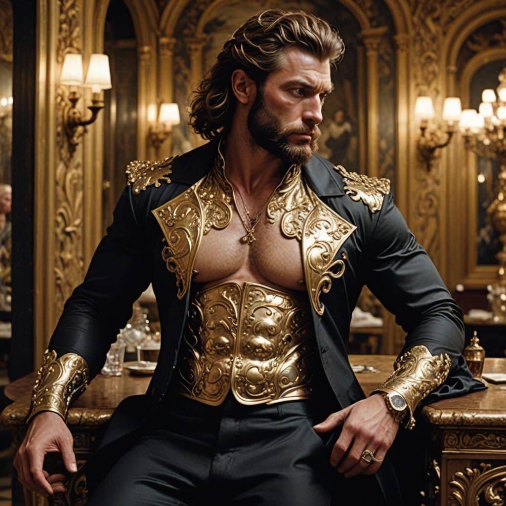 Hyperrealist Impressionist Male Figure in Salon