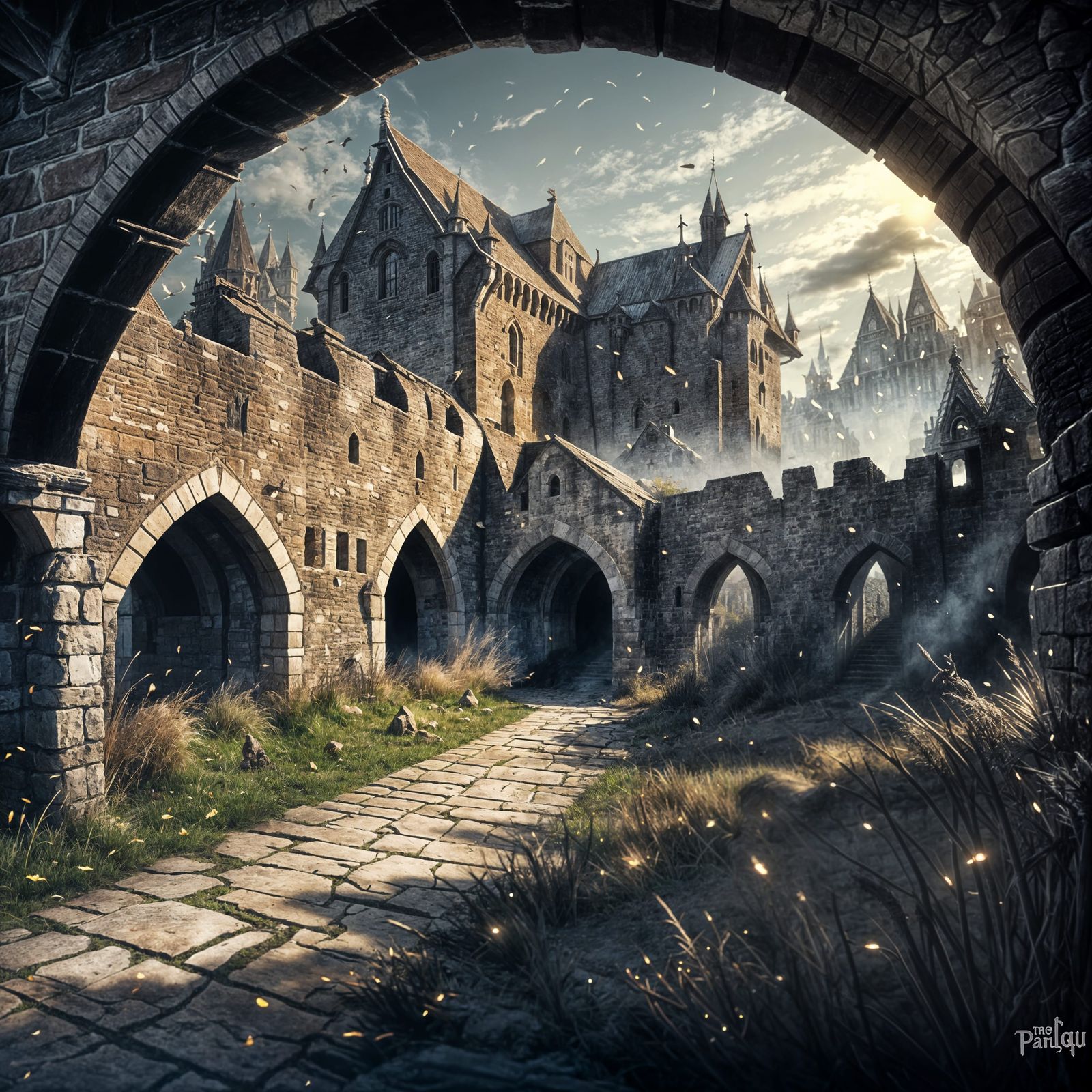 Medieval Castle in Gray Brick