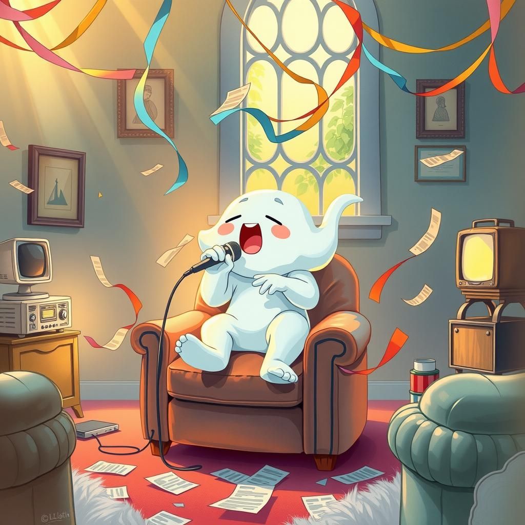 Ghibli-Inspired Ghost Toddler Karaoke in Nostalgic Castle