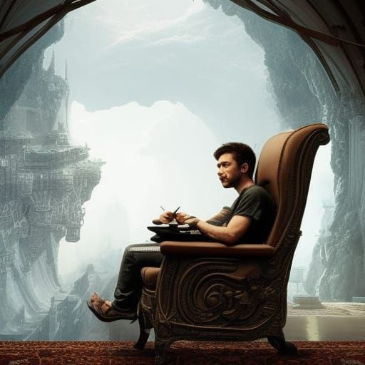 Comfortable Easy Chair in Detailed Digital Painting