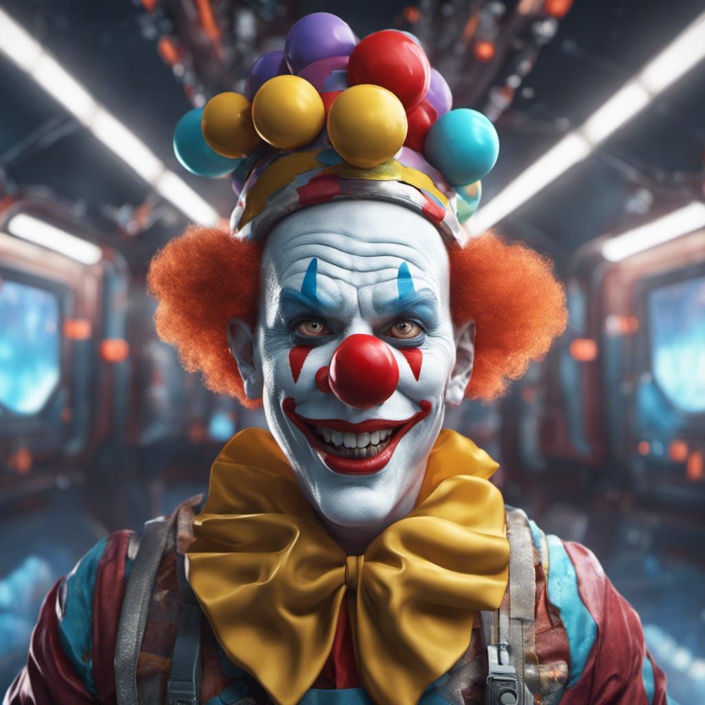 Clown on a Space Station: Photorealistic 3D Concept Art