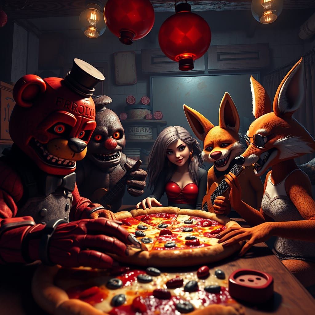 FNAF Characters Rocking at a Pizza Party