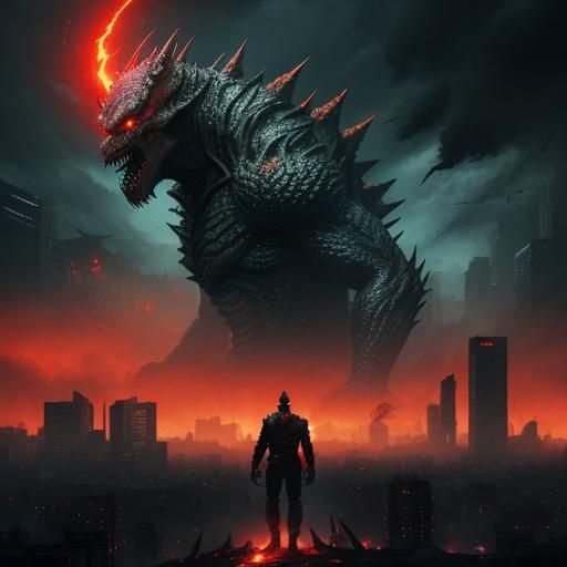 Kaiju-Inspired Alien Monster Destroys City in Digital Art