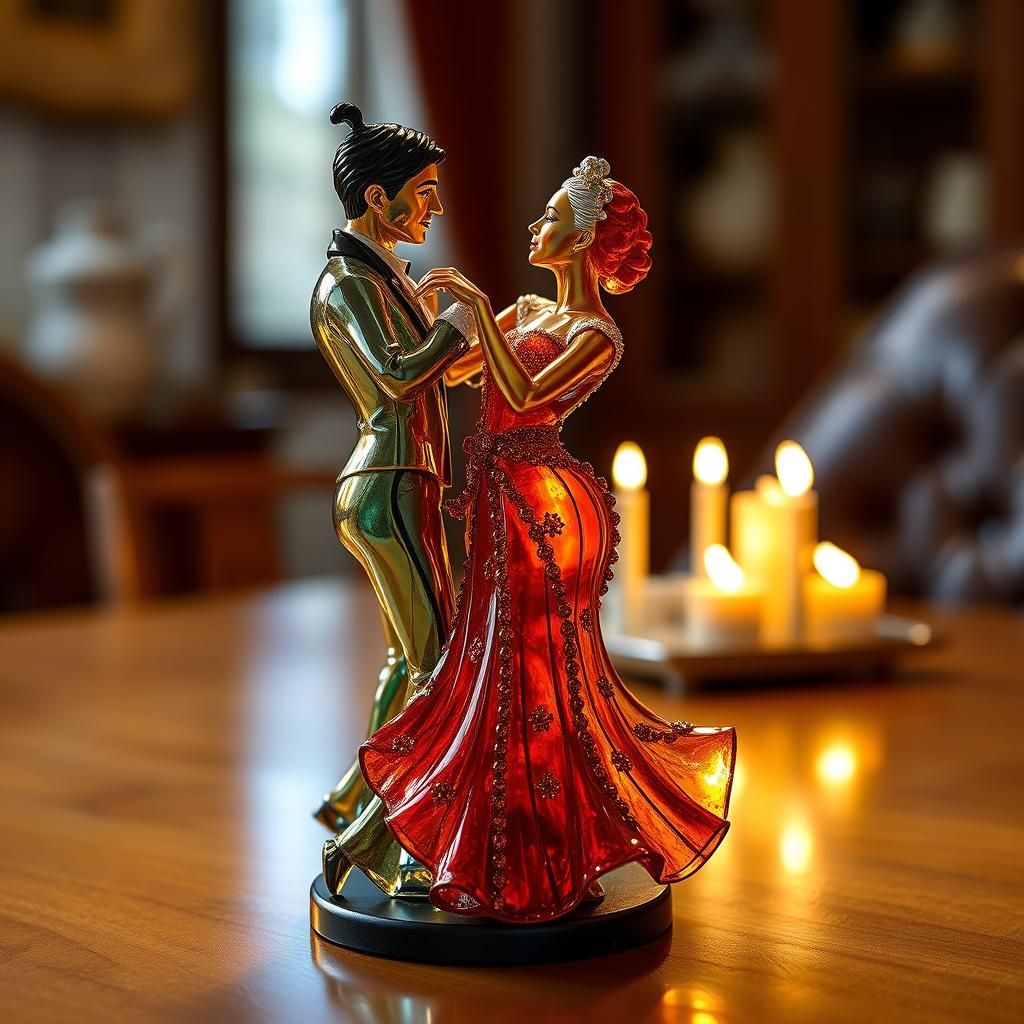 Enameled Glass Sculpture of Flamenco Dancers