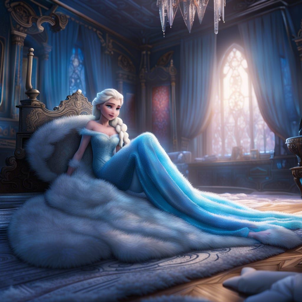 Princess Elsa in Royal Bedroom, 3D Render