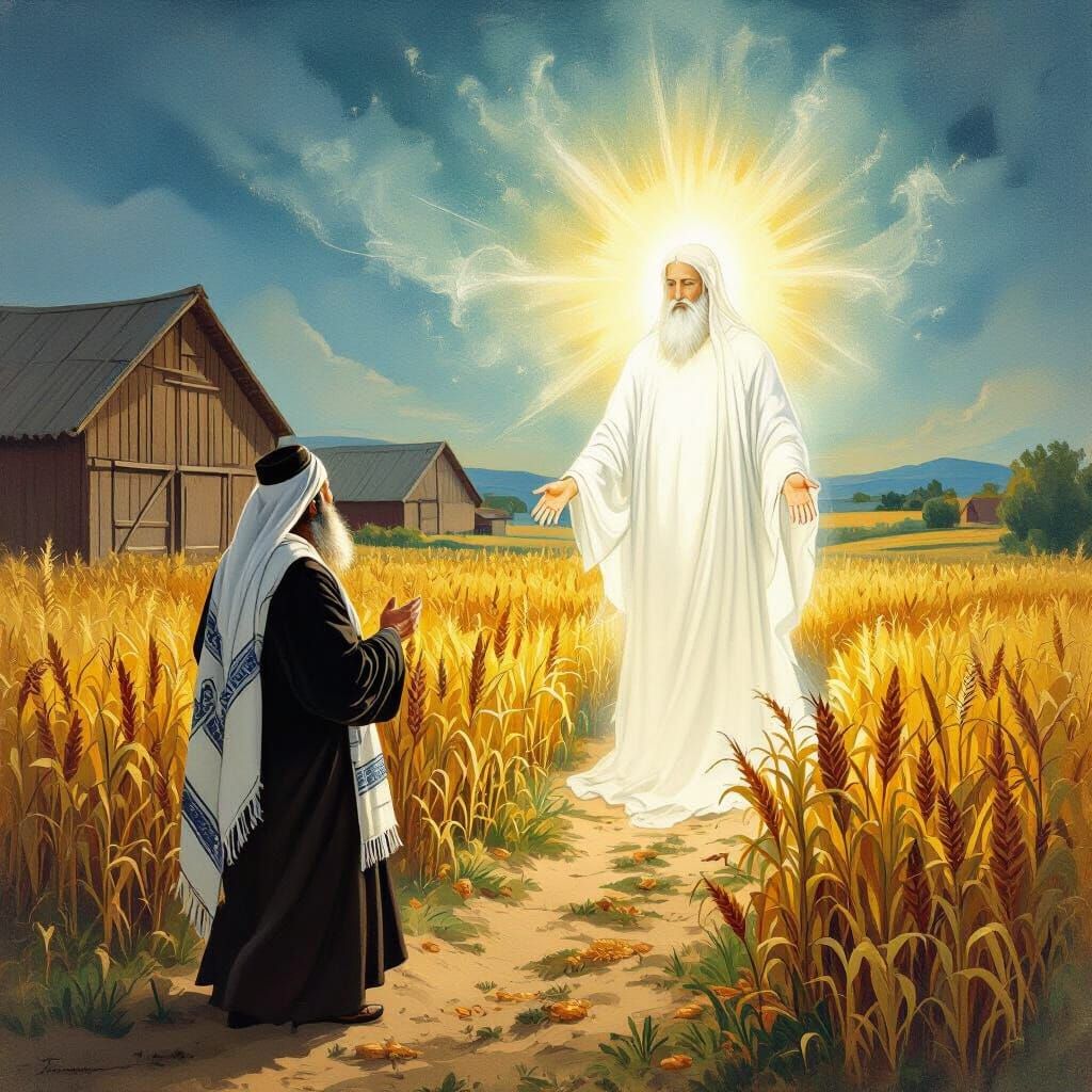 Rich Man and God in Chagall-Doré Style