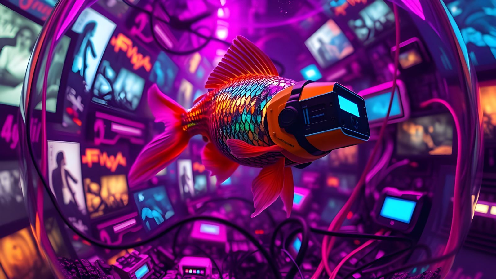 Futuristic Goldfish VR in Dystopian Fishbowl