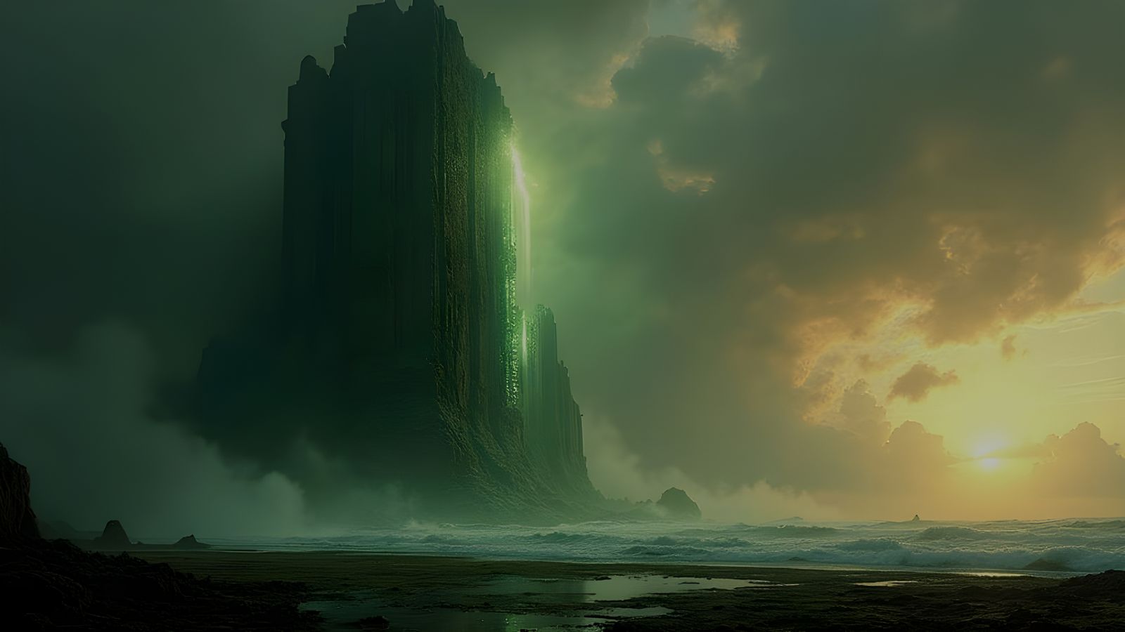 Extraterrestrial Monolith Shrouded in Mist, 19th Century Rea...