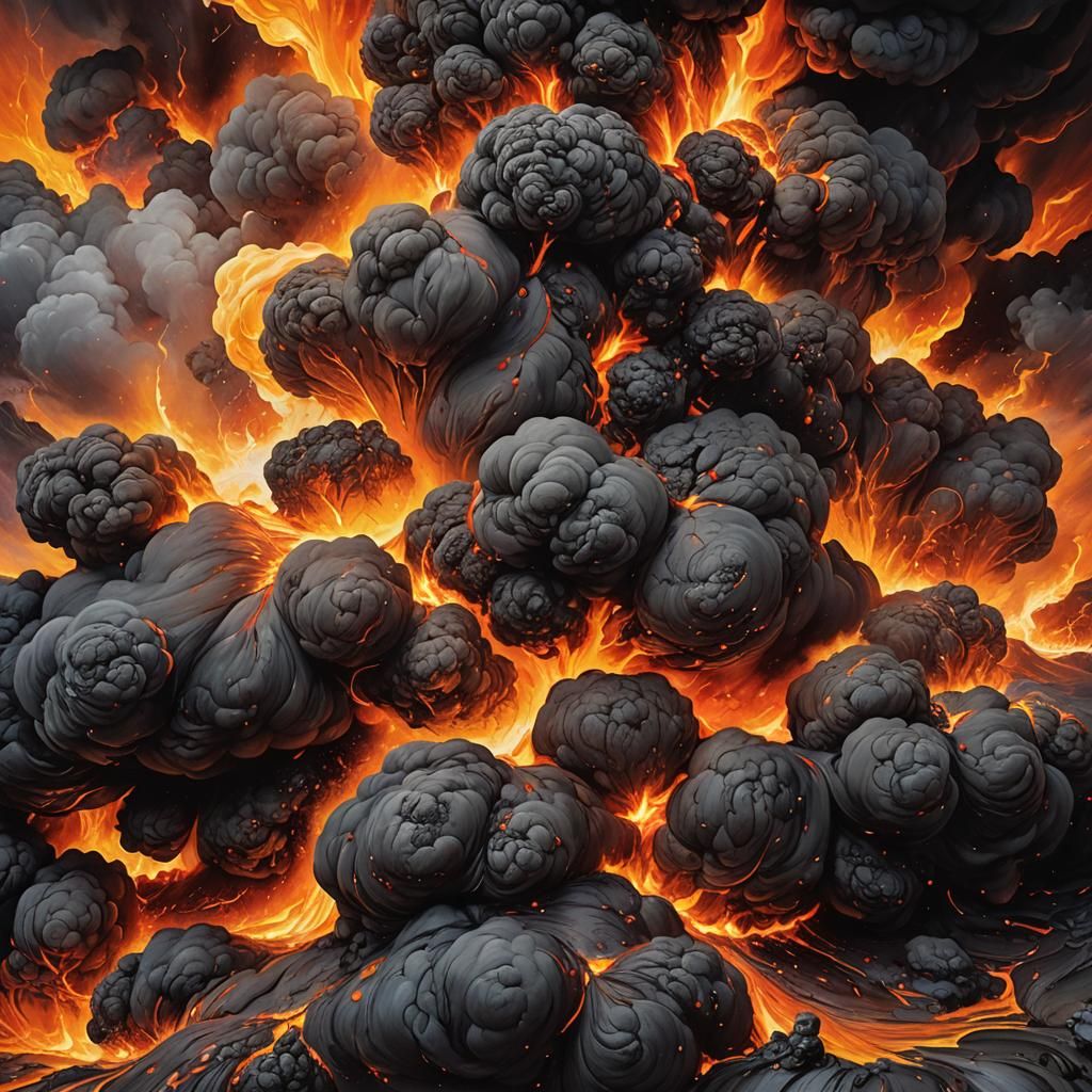 Volcanic Eruption in Abstract Expressionist Style