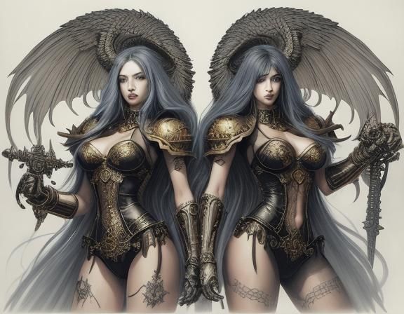 Warhammer 40k battle Sister. Amazing hair and impressive makeup. Adults art Provocative sexuality. Aspirational sexualit...