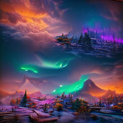 Spectacular Aurora Borealis in Fantasy Concept Art
