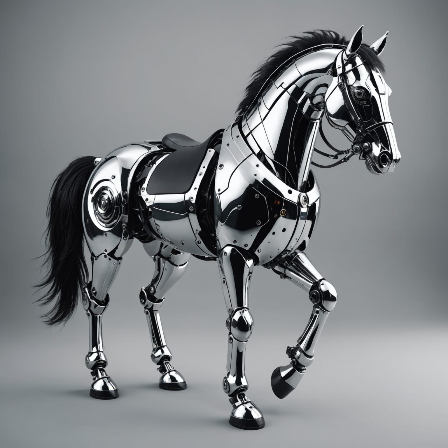 Chrome Robot Horse: A Futuristic Fusion