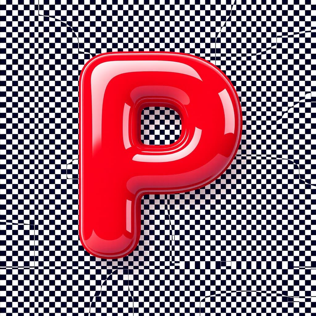 Glossy Red Inflated Letter P - Kids Education Theme