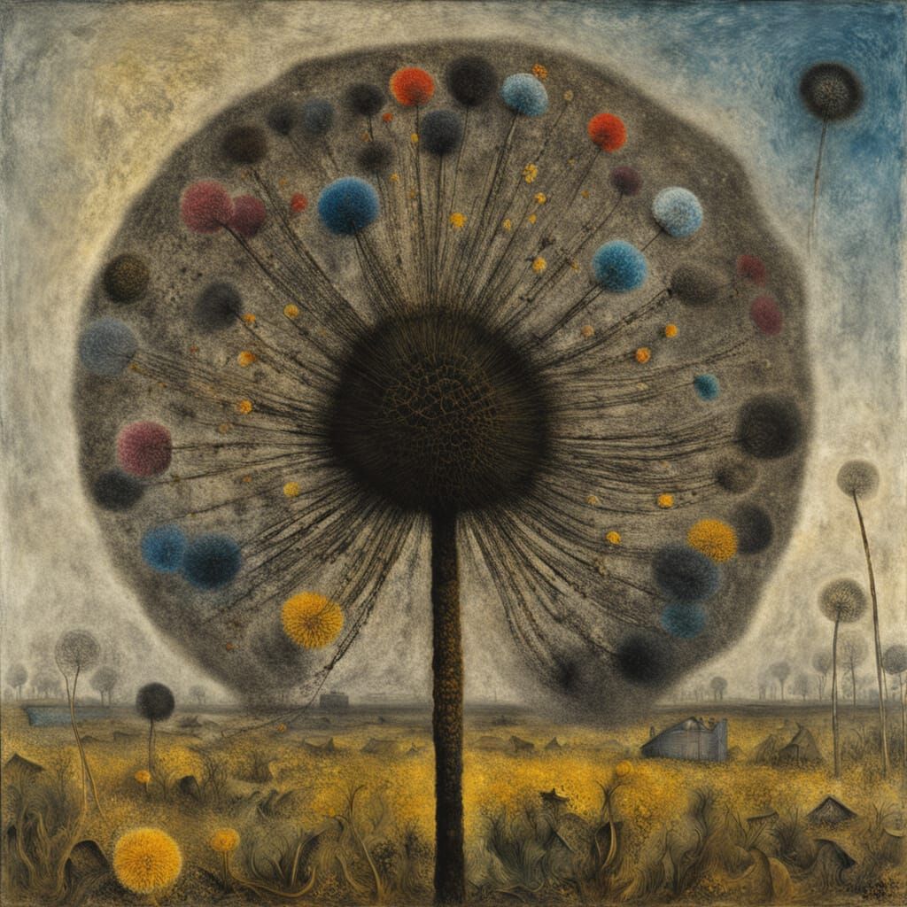 Velvet Smoke Dandelion in Abstract Style