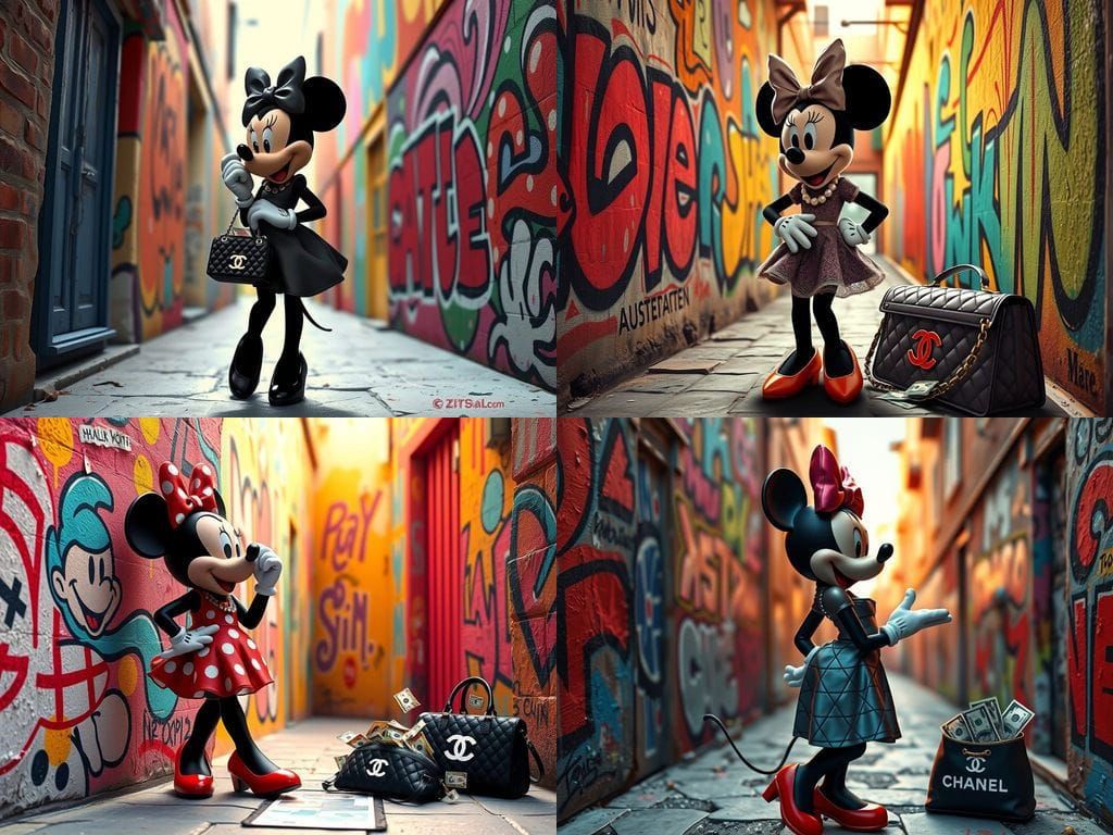 Whimsical Minnie Mouse in Vibrant Naples Alleyway