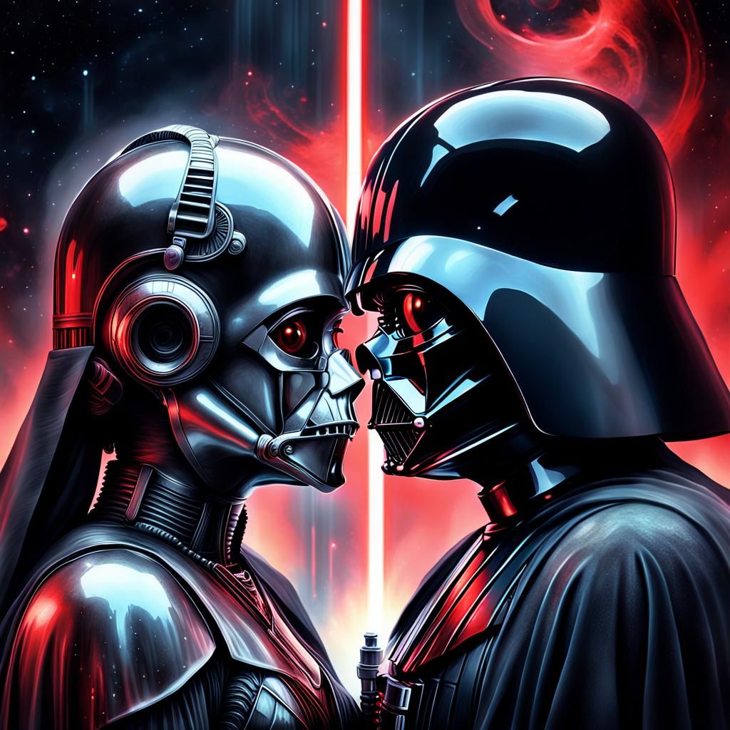 Surreal Star Wars Embrace in Hyper-Surrealist Style
