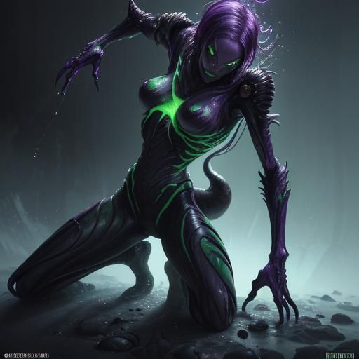 Shego as Xenomorph in Dark Fantasy Concept Art