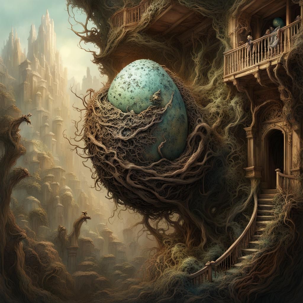Dragon Egg in Nest: Digital Matte Painting