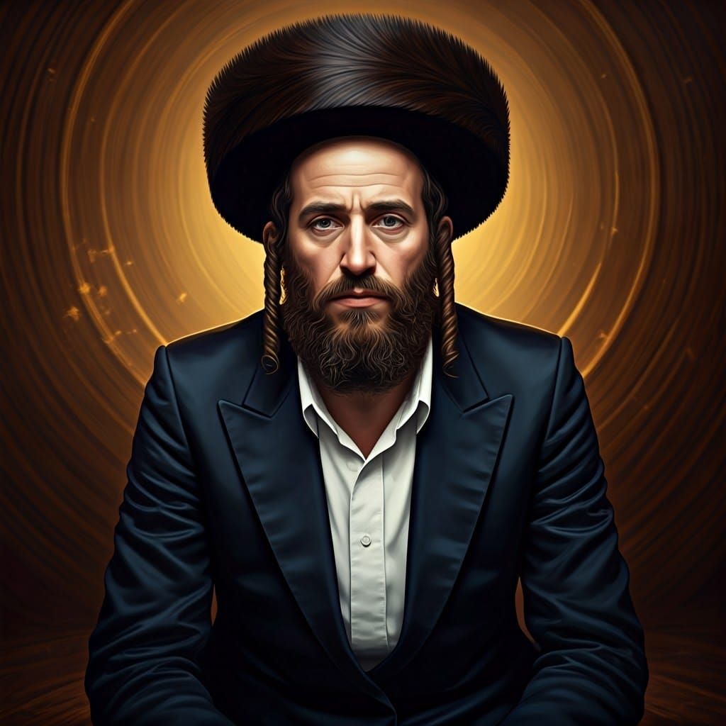 Ultra-Orthodox Jew in Traditional Dress: Detailed Matte Pain...