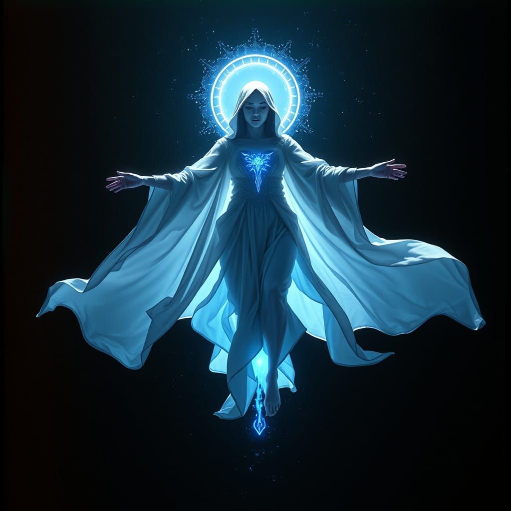 Ethereal Space Goddess in Celestial Flight