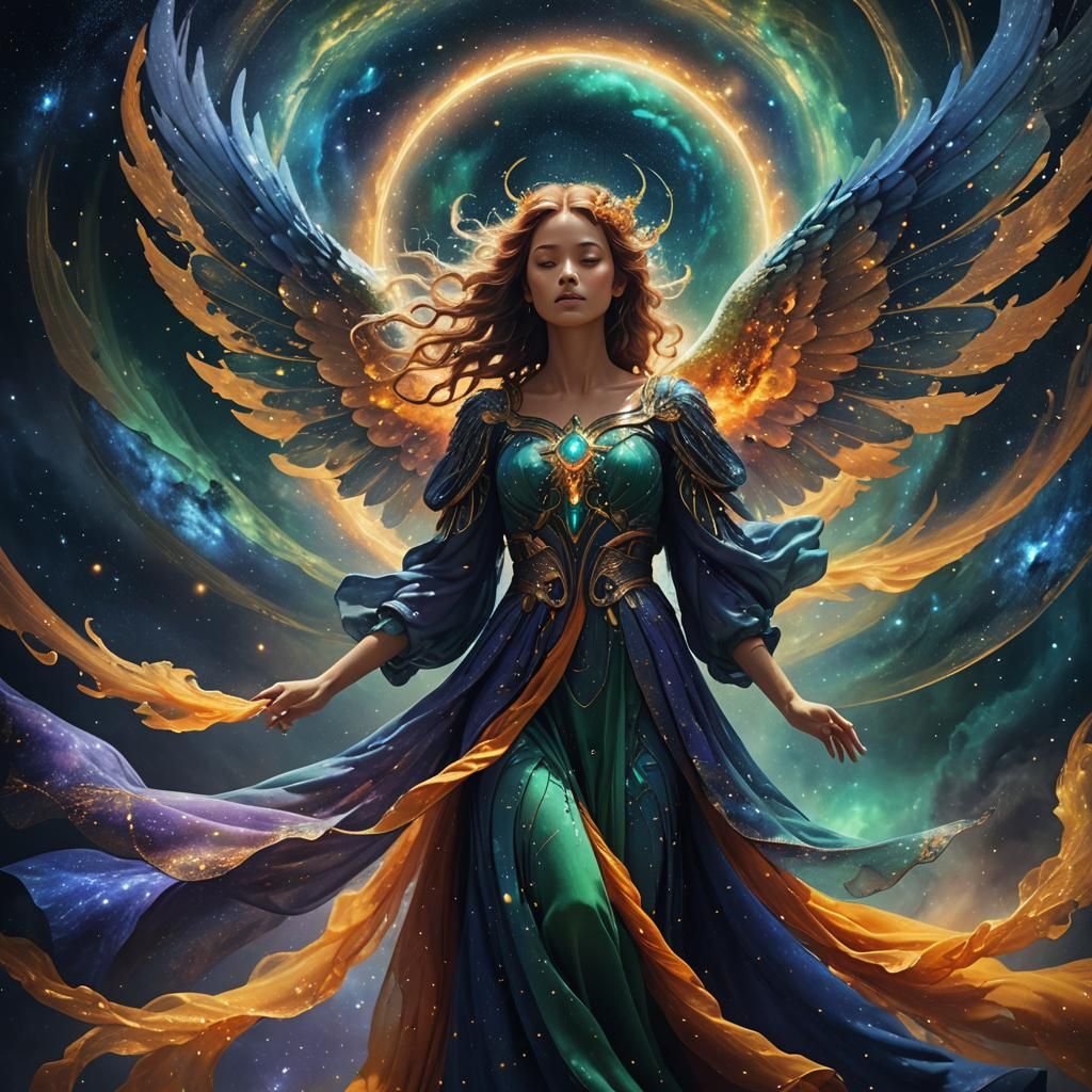 Celestial Galaxy Angel in Fantasy Concept Art