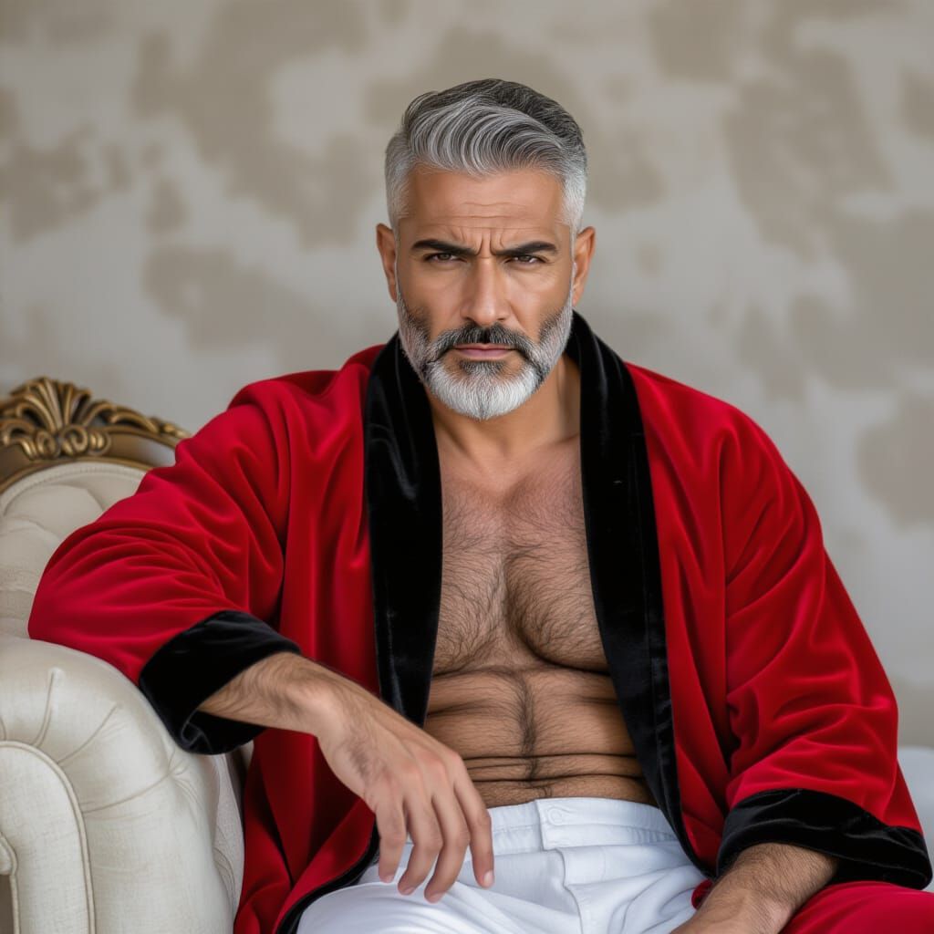 Impressionist Portrait of a Sad Hunk in Velvet Robe