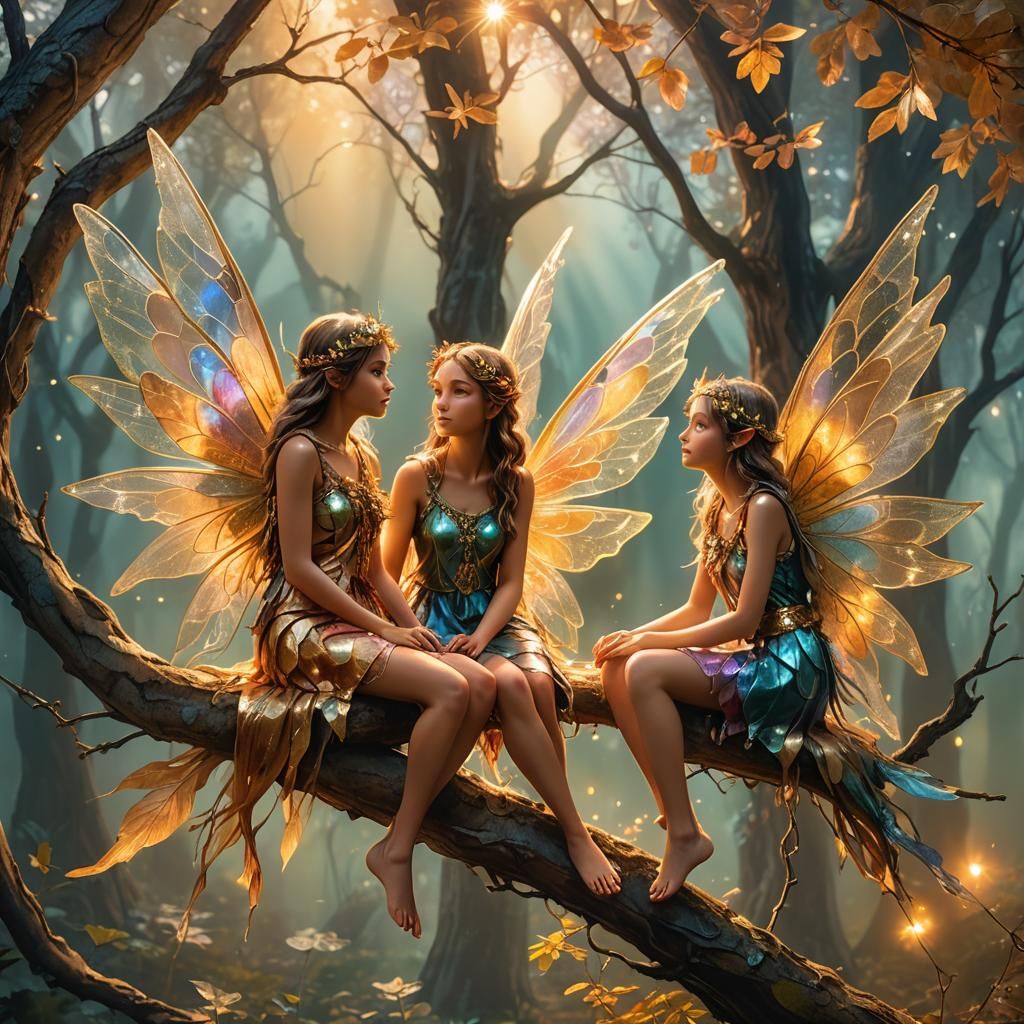 Whimsical Fairies in Astral Illustration