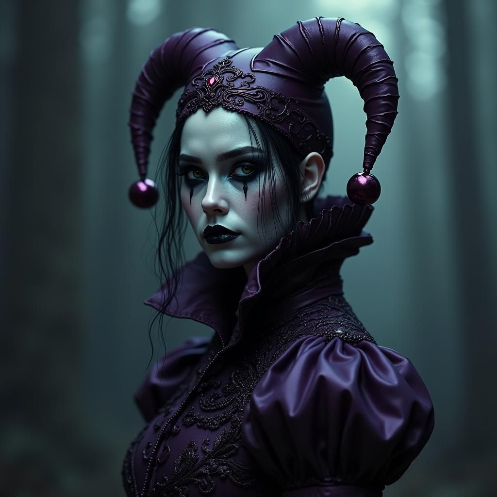 Gothic Harlequin Woman in Photorealistic Style