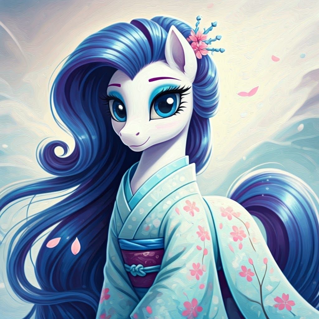 Ethereal Winter Wonder Pony in Neo-Impressionist Style