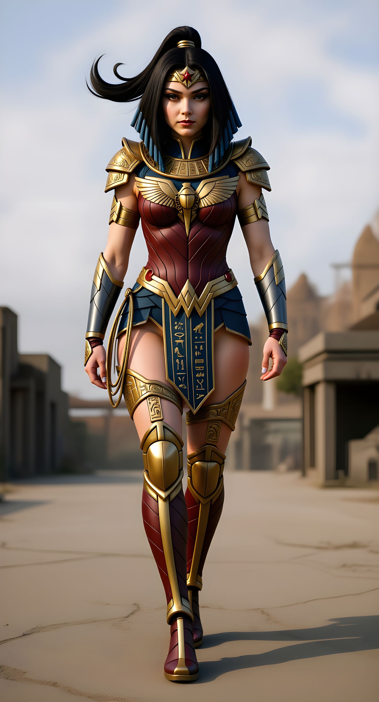 Woman as Cleopatra with Ponytail in Sensual Style