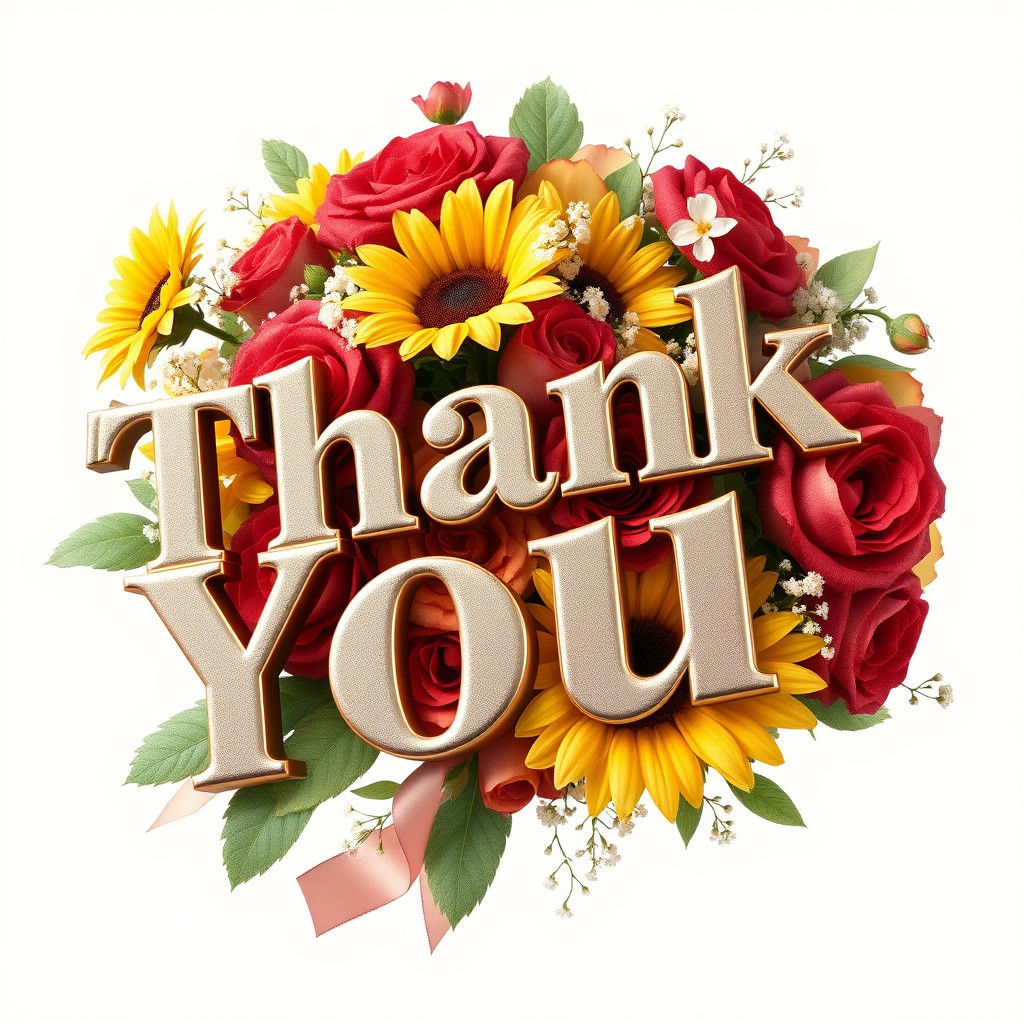 Floral Arrangement with 3D "Thank You" Letters